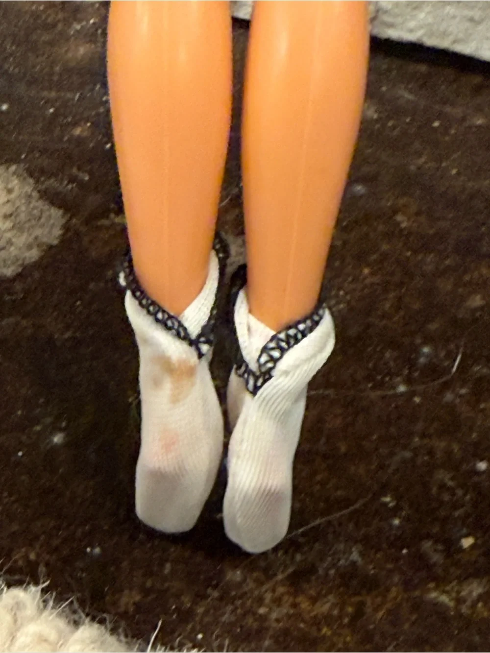 Barbie Vintage white socks black thread & black leg warmers